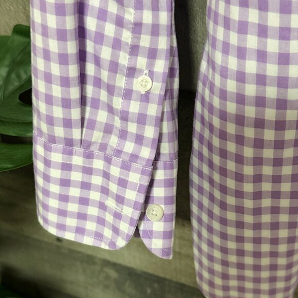 Chaps No Iron Purple Gingham Button Down Shirt Size L Modern Fit EUC - Picture 5 of 6